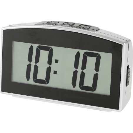 Réveil LCD  gris metal, trés grand affichage VEDETTE