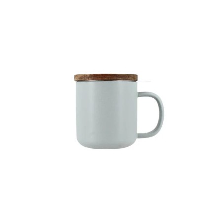 Tisanière Juliet en grès gris perle  & couvercle en bois d'acacia 300ML OGO