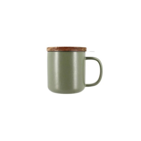 Tisanière Juliet en grès vert amande  & couvercle en bois d'acacia 300ML OGO