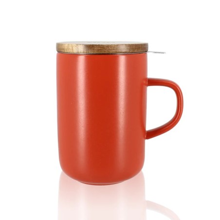 Tisanière Juliet paprika en grès & couvercle en acacia 475ML OGO