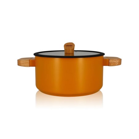 Faitout Ector 24cm alu revetement ceramique jaune manche bois OGO
