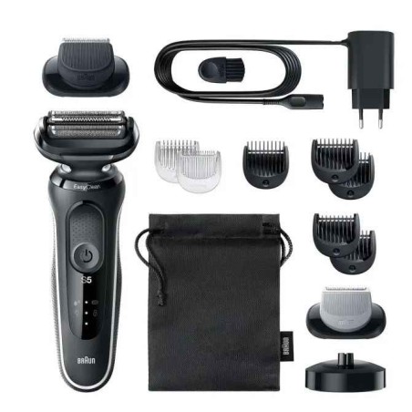 Rasoir recharg. Séries 5 W&D Noir, sabot&tondeuse barbe-tond. corps-socle BRAUN