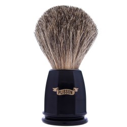 blaireau-facette-poil-gris-de-russie-taille-12-manche-noir-plisson