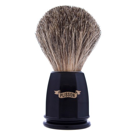 blaireau-facette-poil-gris-de-russie-taille-12-manche-noir-plisson