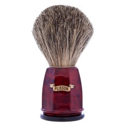 blaireau-facette-poil-gris-de-russie-taille-12-manche-loupe-de-noyer-plisson