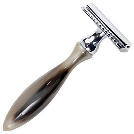 Rasoir Sureté à peigne fermé en corne blonde, ouv. total, , long 9.5cm, 75gr