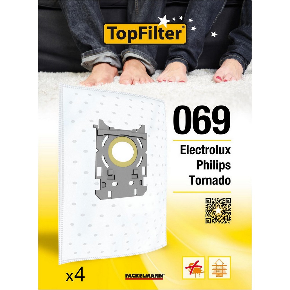 Sacs aspirateur X4 pour Philips FC8021 / Électrolux / Tornado TOP FILTER