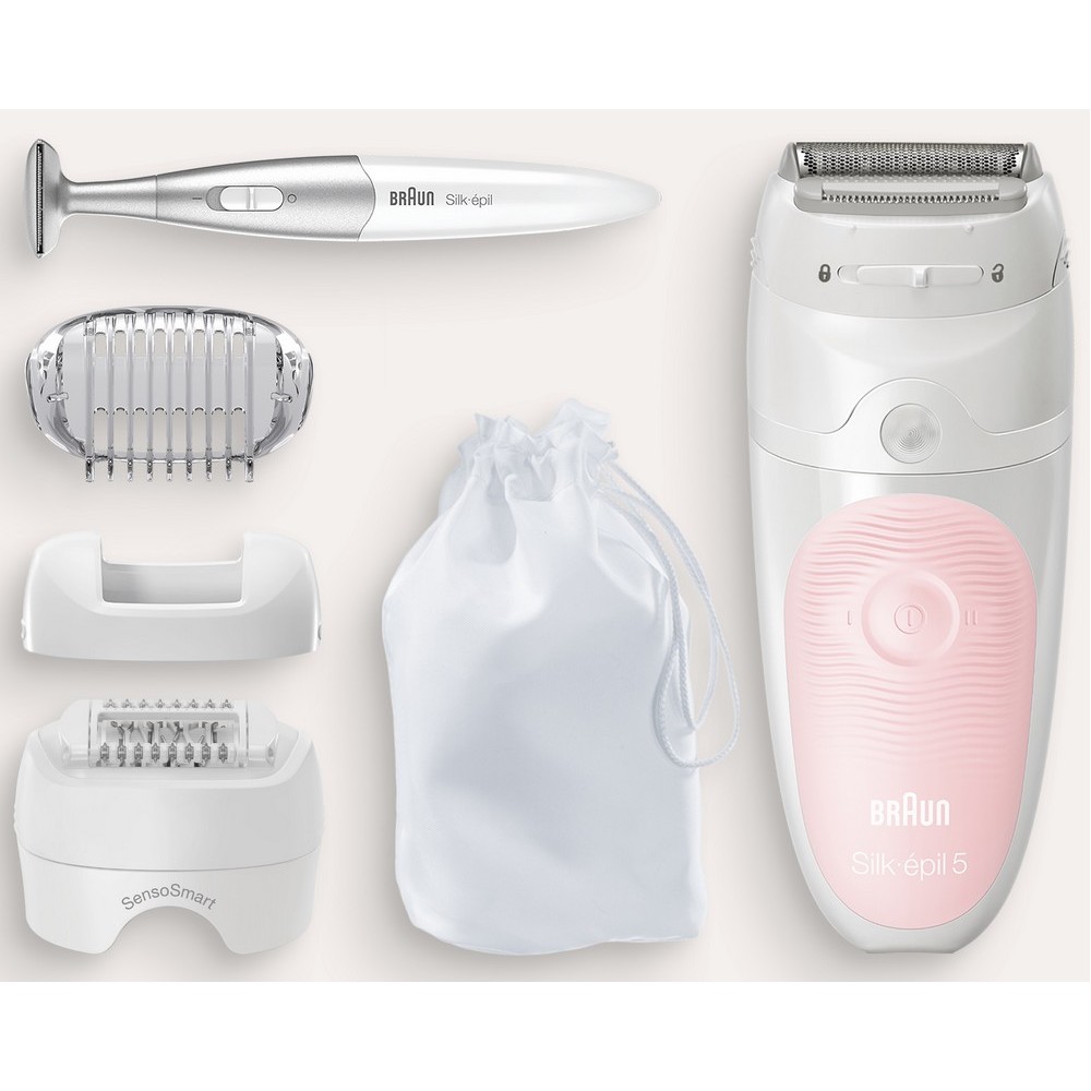 Epilateur silk épil 5 Sensor,tête rasoir&tondeuse, bikini, acc
