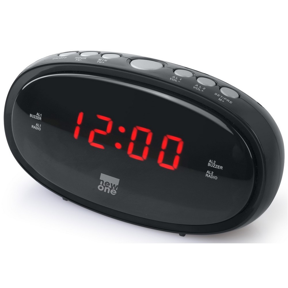 Radio-réveil Analogique FM - Écran LED, Double Alarme, Snooze, Tuner PLL, Piles De Secours, Design Compact Noir